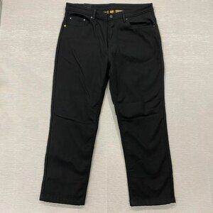 CAT Caterpillar Work Pants Mens 38 x 30 Black Canvas Fleece Lined Insulated
